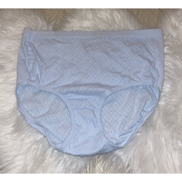 Jockey Elance Brief Panties Pointelle Cotton Womens 6 M Medium Blue - Picture 1 of 4